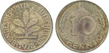 Duitsland 10 Pfennig 1978 J ohne Ring gepraegt Durchmesse..., Verzenden