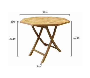 Klaptafel 90 cm achtkantig teak, Ophalen of Verzenden, Nieuw, Teakhout