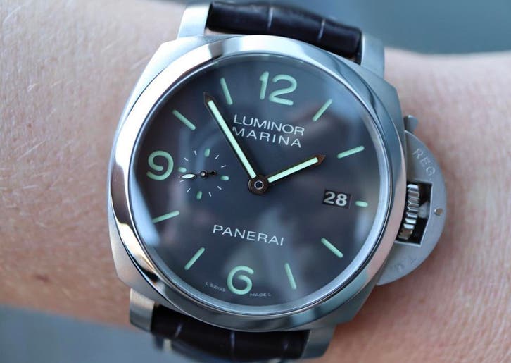 Horloger Panerai Luminor Marina 1950 Titanium, Full set, Sieraden, Tassen en Uiterlijk, Horloges | Heren, Leer, Zo goed als nieuw