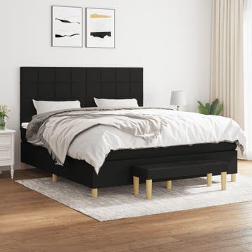 vidaXL Boxspring met matras stof zwart 160x200 cm, Verzenden, Zwart, 200 cm, Stof