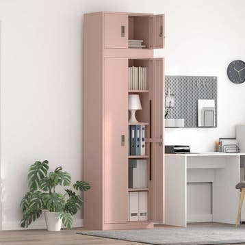 vidaXL Opbergkast 2 st Roze 60 x 40 x 220 cm Staal, Huis en Inrichting, Kasten | Roldeurkasten en Archiefkasten, Verzenden, Nieuw