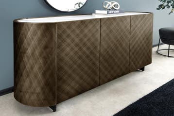 Design Dressoir REFLECTION 150cm wit keramiek marmer brons, Ophalen of Verzenden, Nieuw