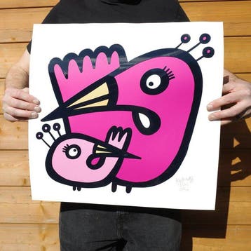 Kev Munday - Two Flamingos - Limited Edition Giclee Print
