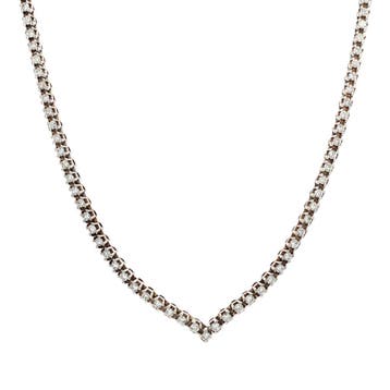 Witgouden tennis collier met diamant 18 karaat, Verzenden, Zo goed als nieuw, Goud