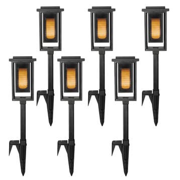 set van 6 LED Solar Fakkel Tuinlamp Zwart Tuinverlichting, Verzenden, Nieuw