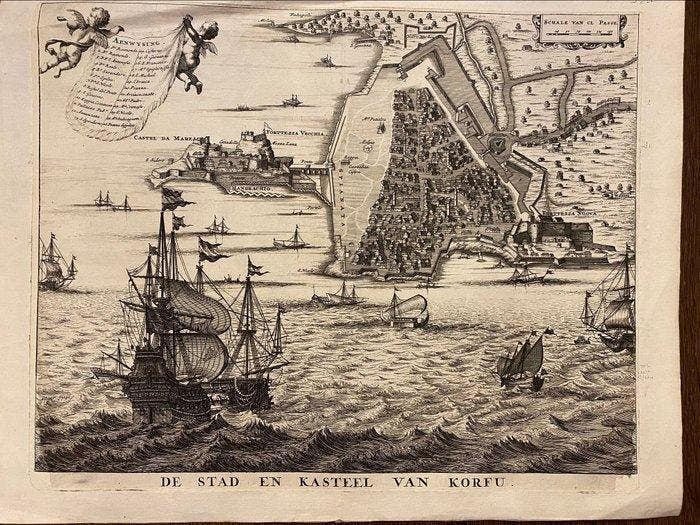 Griekenland - Antieke kaart van Corfu (Kerkyra); Olfert, Boeken, Atlassen en Landkaarten