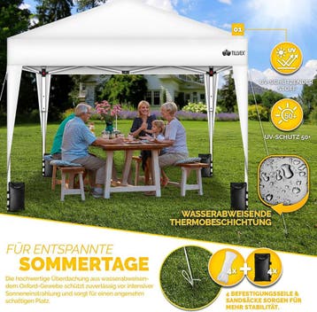 Partytent - Opvouwbaar - 3x3 m - Paviljoen - Easy up - Wit -, Verzenden, Zo goed als nieuw