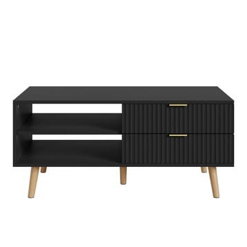 Salontafel Nand met lades en open vakken 100x50x45 cm zwart, Verzenden, Nieuw