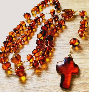 Rozenkrans - Amber, Baltisch Amber Rozenkrans - Handgemaakt, Antiek en Kunst