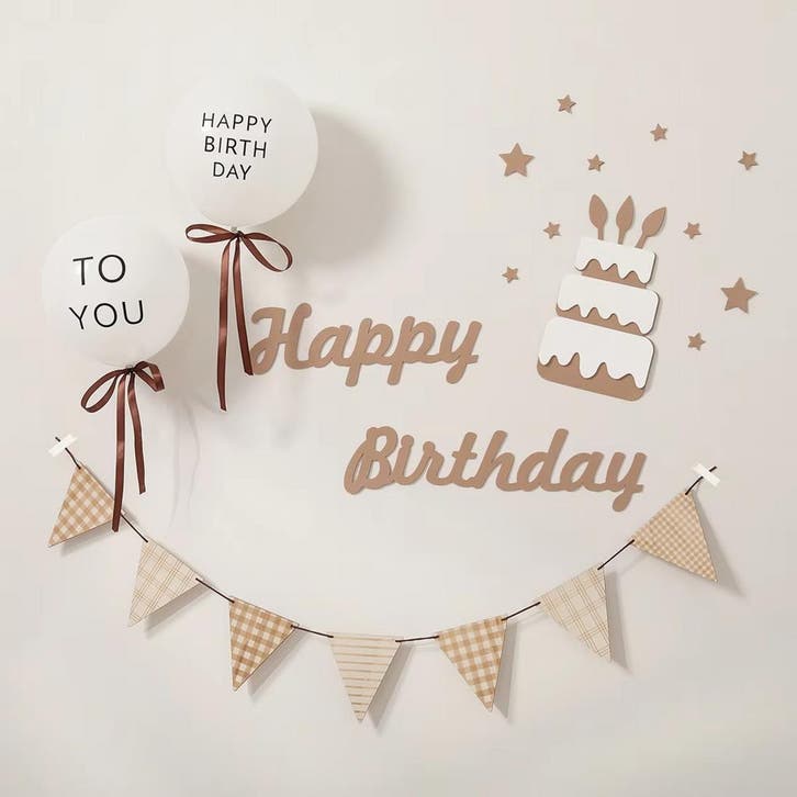 Happy Birthday wanddecoratie van vilt, lint en ballonnen, Kinderen en Baby's, Kinderkamer | Inrichting en Decoratie, Wanddecoratie