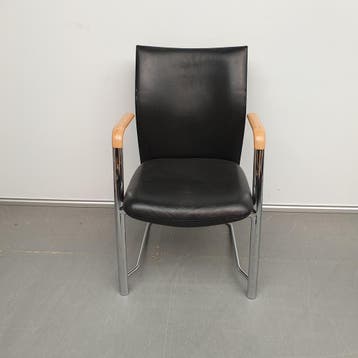 Gispen degelijke zware vergaderstoel - zwart leder (alleen p, Huis en Inrichting, Stoelen, Ophalen of Verzenden, Nieuw