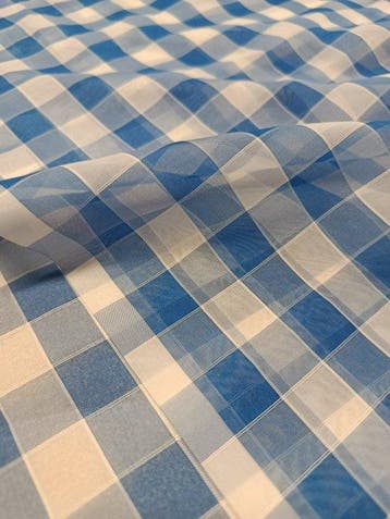 Stupendo cotone vintage leggero a quadri blu - Gordijnstof -