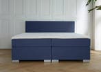 ACTIE! Boxspring Andorra 140 200 Blauw, Nieuw, 140 cm, Twijfelaar, 200 cm