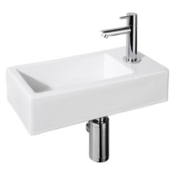 Fonteinset Differnz Helios 37.5x18.5x9.5 cm Keramiek Wit, Ophalen of Verzenden, Nieuw, Chroom, Overige typen