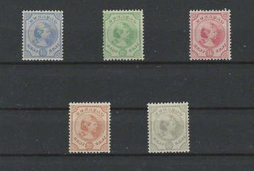 Curaçao 1891/1895 - Koningin Wilhelmina - NVPH 19-23, Gestempeld
