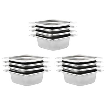 vidaXL Gastronormbakken 12 st GN 1/6 65 mm roestvrij staal, Verzenden, Nieuw