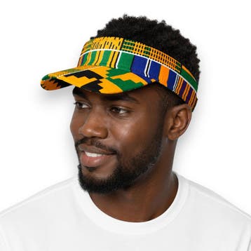 Zonneklep / Pet met Afrikaanse print - Geel Blauw Kente Bloc, Kleding | Heren, Hoeden en Petten, Ophalen of Verzenden, Nieuw