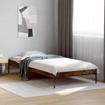 vidaXL Bedframe Rook Eik 80 x 200 cm Bewerkt hout, Verzenden, Nieuw, Bruin, Hout