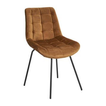 Eetkamerstoel velvet - cognac - 79x50x44 cm, Verzenden, Nieuw