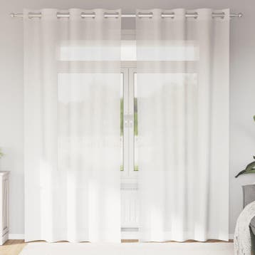 vidaXL Gordijnen voile met doorvoertules 2 st wit, Verzenden, Nieuw, Wit