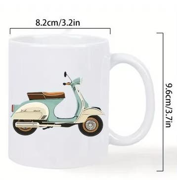 Vintage Scooter Keramische Koffiemok Retro Design 320 ml, Verzenden, Nieuw