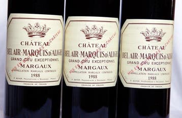 1988 Chateau Bel Air Marquis dAligre - Margaux - 3 Flessen, Nieuw