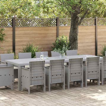 vidaXL Tuin Eetset 13 st Grijs poly rattan, Verzenden, Nieuw, 3 zitplaatsen