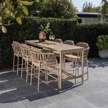 Calma high dining tuinset 7 delig latte aluminium rope, Ophalen of Verzenden, Nieuw