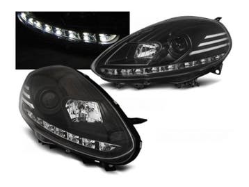 LED DRL koplampen Black geschikt voor Fiat Punto Evo, Auto-onderdelen, Verzenden, Nieuw, Fiat