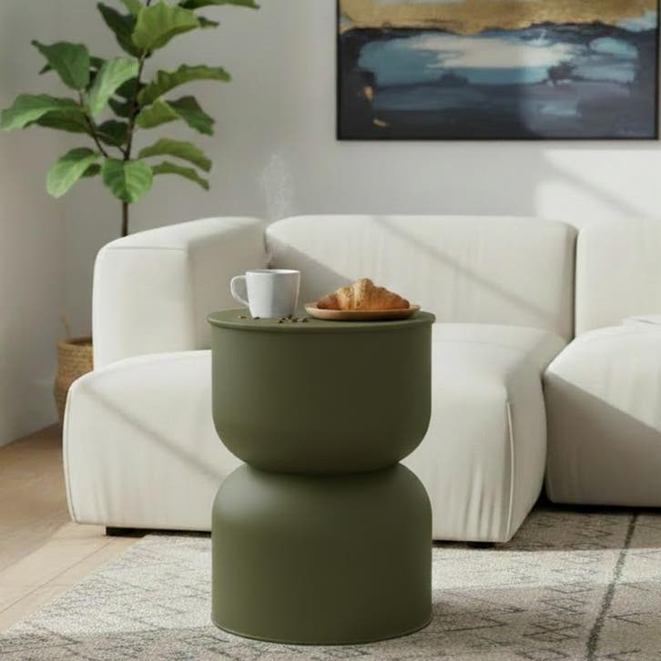 Metalen diabolo bijzettafel - groen - Ø 31 x 47 cm, Huis en Inrichting, Tafels | Bijzettafels, Nieuw, Verzenden