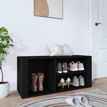 vidaXL Schoenenkast 100x35x45 cm bewerkt hout zwart, Huis en Inrichting, Verzenden, Nieuw