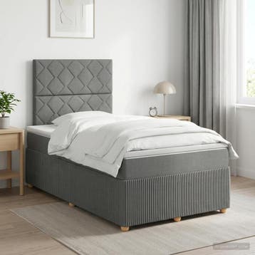 vidaXL Boxspringbed met matras Donkergrijs 120 x 190 cm Stof, Verzenden, Nieuw, Twijfelaar