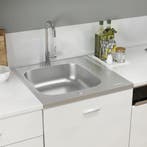 vidaXL Gootsteen met afvoerset 600x600x155 mm roestvrij, Verzenden, Nieuw