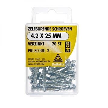 10 stuks Deltafix Zelfborende Schroef Verzinkt 4.2x25mm Set, Ophalen of Verzenden, Nieuw