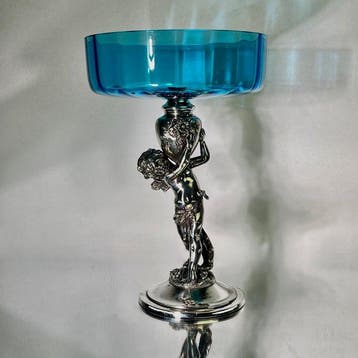 Art Nouveau - Tafelmiddenstuk - Origineel - Cherub turkoois