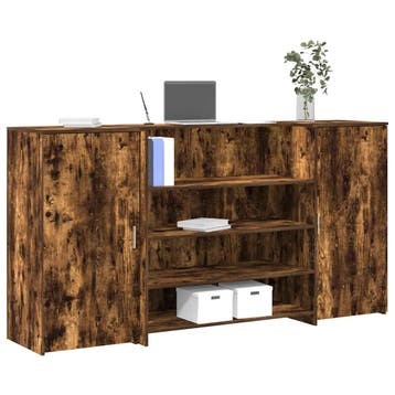 vidaXL Receptiebalie 200x50x103,5 cm bewerkt hout gerookt, Verzenden, Nieuw