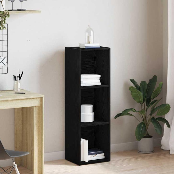 vidaXL Boekenkast Zwart Eiken 36x30x114 cm Bewerkt Hout, Huis en Inrichting, Kasten | Boekenkasten, Nieuw, Overige houtsoorten