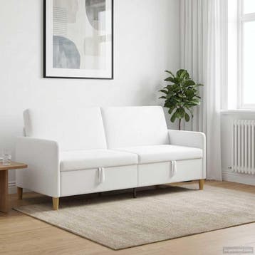 vidaXL Bank met opslag Wit 192 x 78 x 87 cm Polyester, Verzenden, Nieuw, Kunststof, Minder dan 150 cm