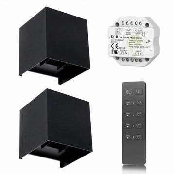 2x | Cube wandlamp set | Draadloos dimbaar | Zwart, Ophalen of Verzenden, Nieuw