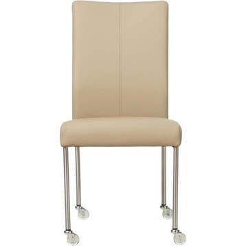 Set van 6 Leren eetkamerstoelen Comfort met wieltjes -, Huis en Inrichting, Stoelen, Ophalen of Verzenden, Nieuw, Leer