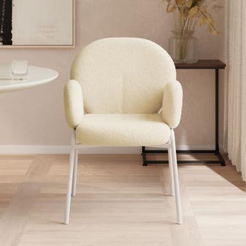 Stoel Scandi gestoffeerd, bouclé stof - crème, Set van 2, Verzenden, Nieuw