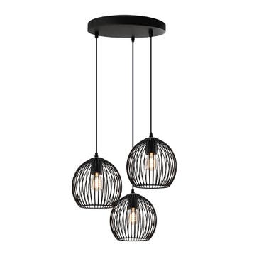 Zwarte ronde 3L hanglamp Wiro bolvormig, klein, Ophalen of Verzenden, Nieuw, Metaal, Industrieel