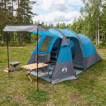 vidaXL Tunneltent Blauw 390 x 215 x 152 cm, Caravans en Kamperen, Verzenden, Nieuw, Tot en met 2