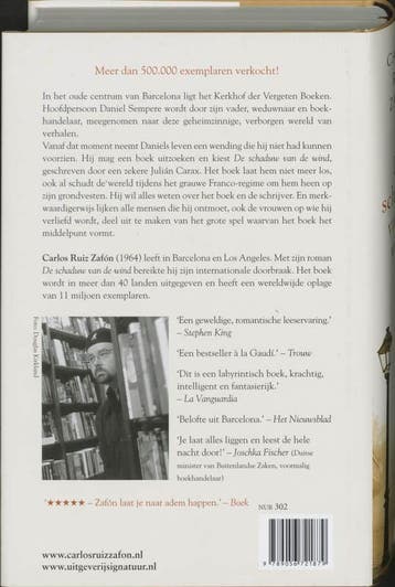 De schaduw van de wind / Het kerkhof der vergeten boeken / 1, Boeken, Verzenden, Gelezen, Carlos Ruiz Zafón