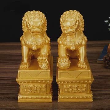 Chinese Geluks Leeuw Standbeeld - Feng Shui Decoratie Beeldj