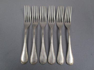 Christofle - Bestekset - Model : Rubans - 6 kleine vorkjes /, Antiek en Kunst