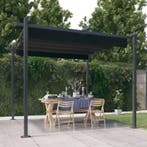 vidaXL Tuinprieel met uittrekbaar dak 3x3 m antracietkleurig, Tuin en Terras, Partytenten, Verzenden, Nieuw