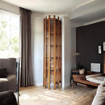 Kast - Hout - handgemaakt kolomdisplaykast met gebogen
