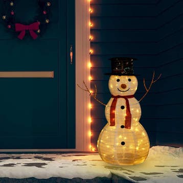 vidaXL Decoratieve sneeuwpop LED 90 cm luxe stof, Diversen, Verzenden, Nieuw