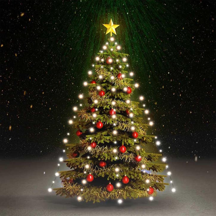 vidaXL Kerstboomverlichting met 180 LEDs koudwit net 180 cm, Tuin en Terras, Buitenverlichting, Nieuw, Kunststof, Verzenden